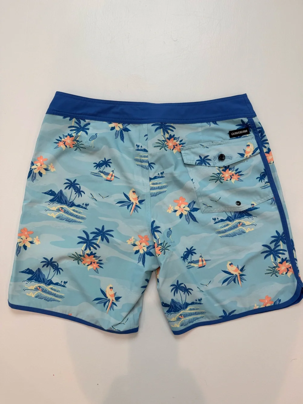 Quiksilver Highline Surf Silk Blue Printed Board Shorts, 36
